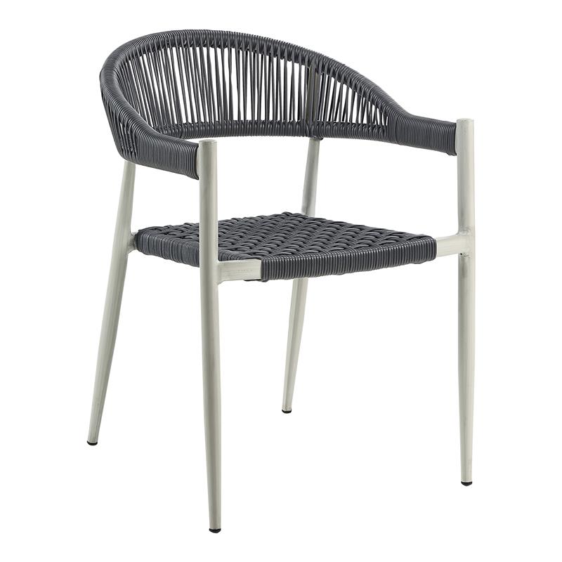 Furniture of America Clark Aluminum Patio Dining Chair in Light Gray (Set of 2)