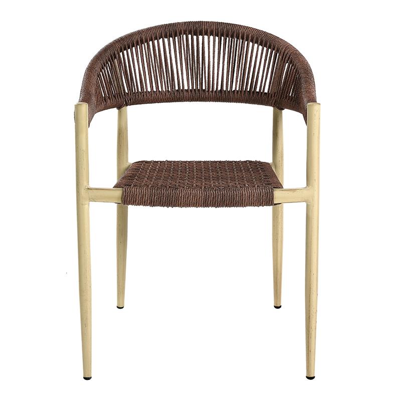 Furniture of America Clark Aluminum Patio Dining Chair in Natural (Set of 2)