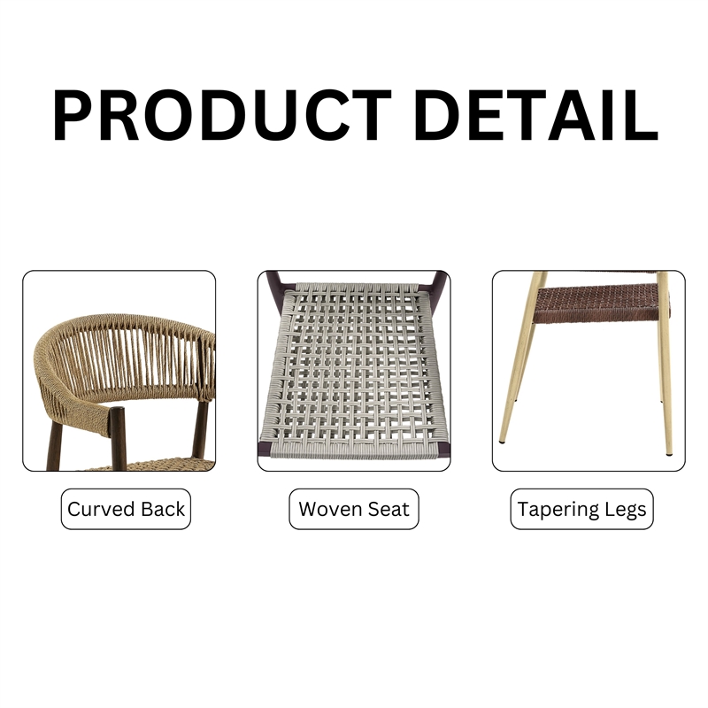 Furniture of America Clark Aluminum Patio Dining Chair in Natural (Set of 2)