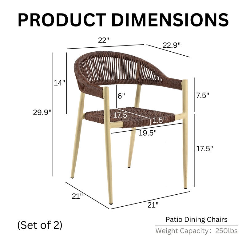 Furniture of America Clark Aluminum Patio Dining Chair in Natural (Set of 2)