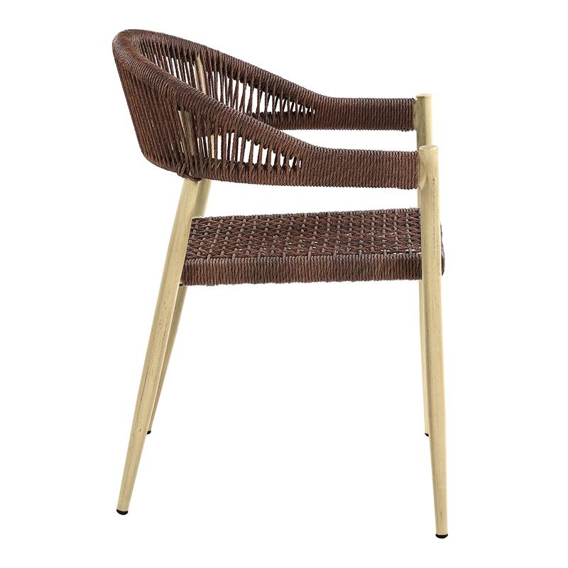 Furniture of America Clark Aluminum Patio Dining Chair in Natural (Set of 2)