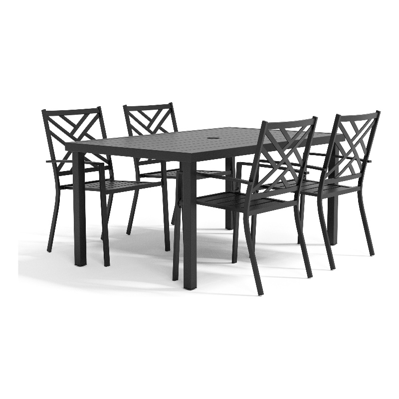 Furniture of America Hjem 5Piece Black Metal Rectangular Patio Dining