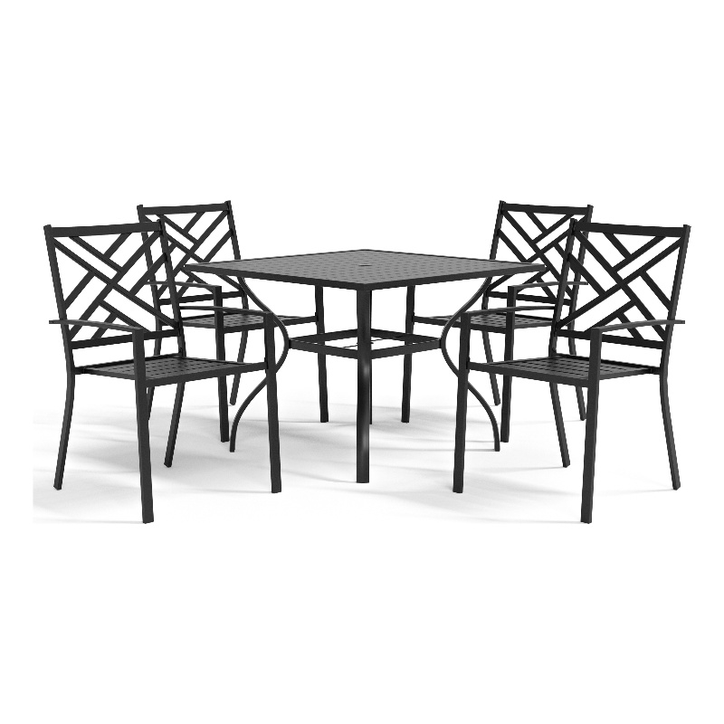 Furniture of America Hjem 7Piece Black Metal Rectangular Patio Dining