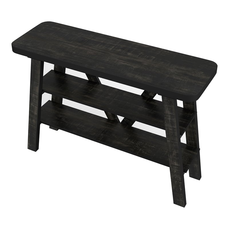 Furniture of America Olivia Wood 2-Shelf Console Table in Reclaimed Black Oak