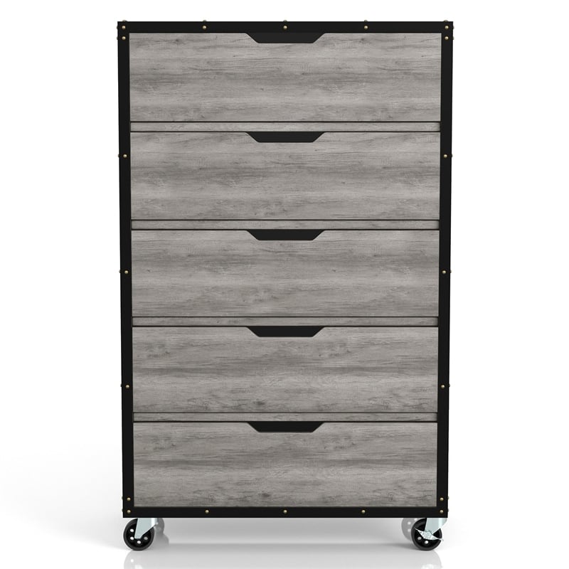 Furniture of America Sheeren Wood 5-Drawer Dresser in Vintage Gray Oak