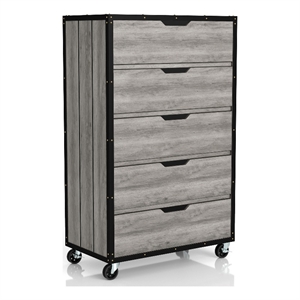 furniture of america sheeren wood 5-drawer dresser in vintage gray oak