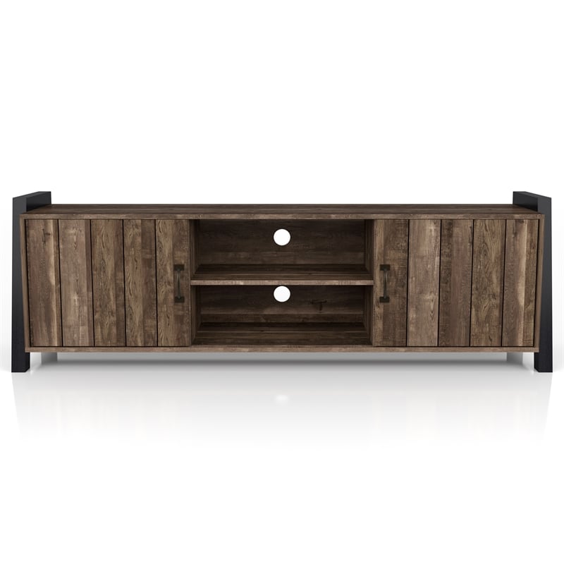 Furniture of America Acres Farmhouse Wood 6-Shelf TV Console in Brown