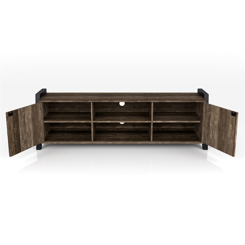 Furniture of America Acres Farmhouse Wood 6-Shelf TV Console in Brown