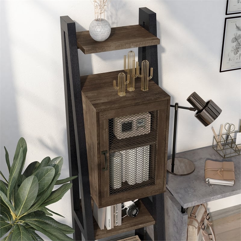 Furniture of America Acres Wood 5-Shelf Tower Cabinet in Brown