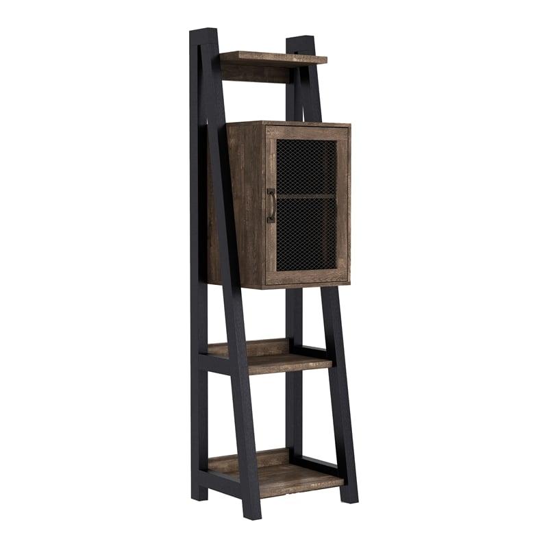 Furniture of America Acres Wood 5-Shelf Tower Cabinet in Brown