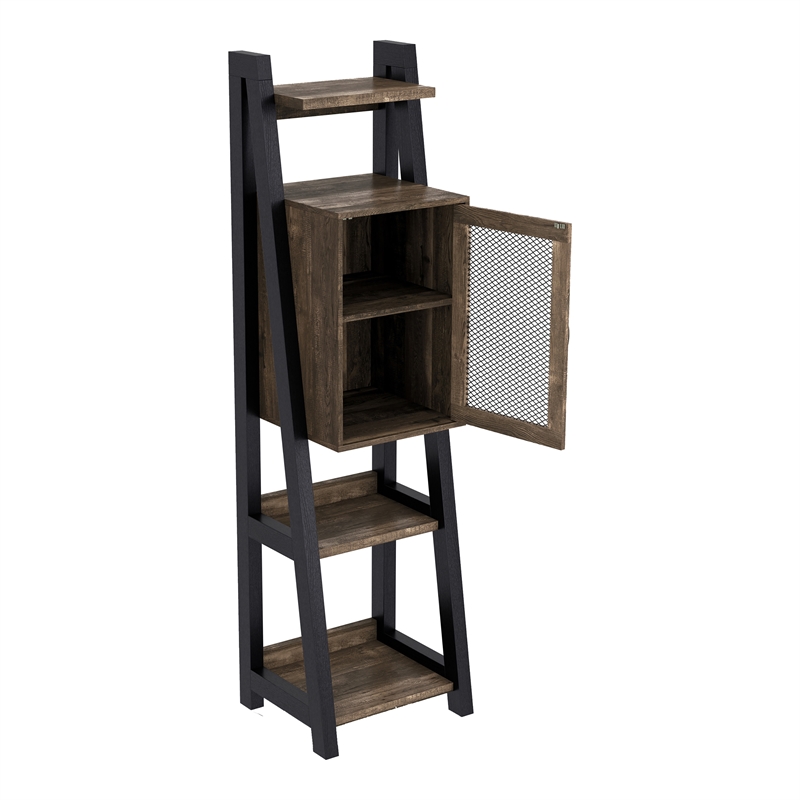 Furniture of America Acres Wood 5-Shelf Tower Cabinet in Brown