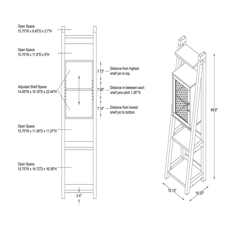 Furniture of America Acres Wood 5-Shelf Tower Cabinet in Brown