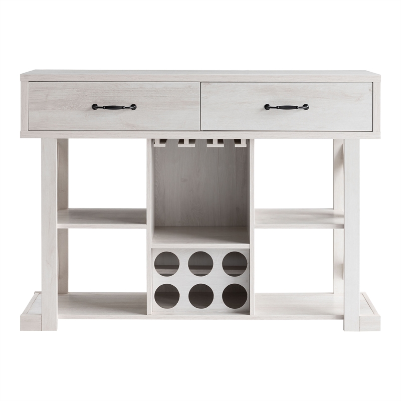 Furniture of America Acres Farmhouse Wood Wine Bar in White Oak