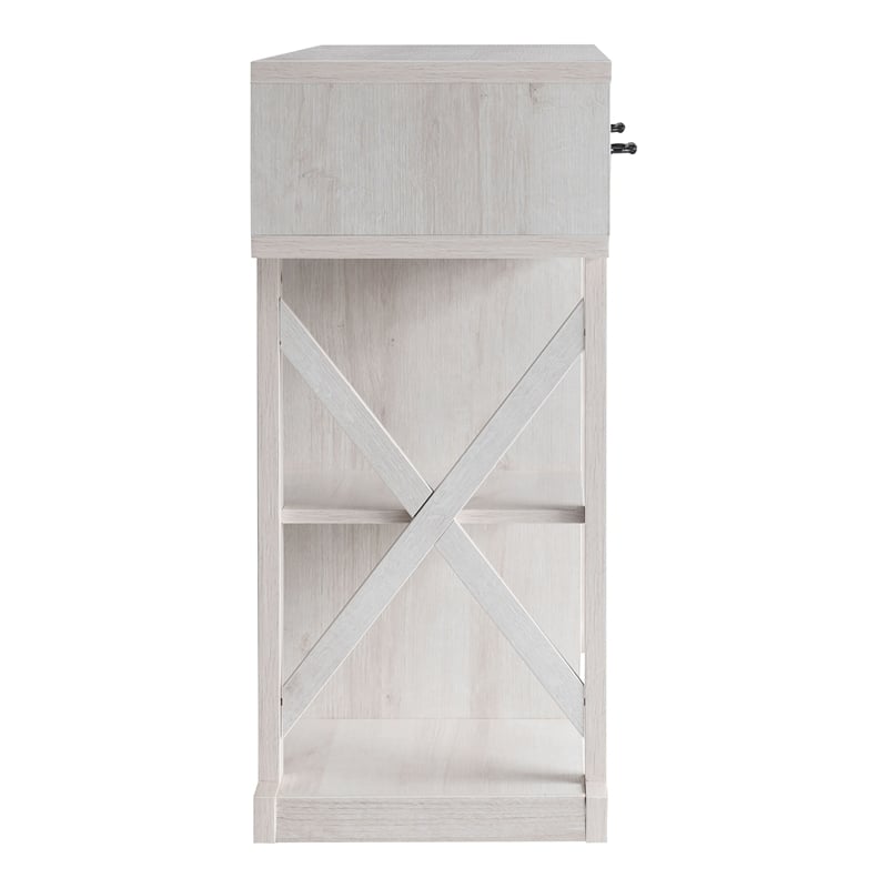 Furniture of America Acres Farmhouse Wood Wine Bar in White Oak