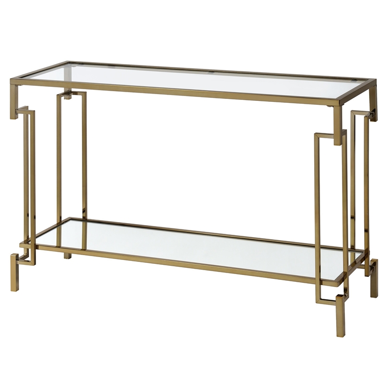 Furniture of America Anaheim Metal 3-Piece Coffee Table Set in Gold Champagne