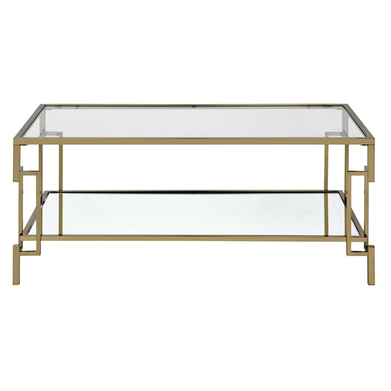 Furniture of America Anaheim Metal 1-Shelf Coffee Table in Gold Champagne