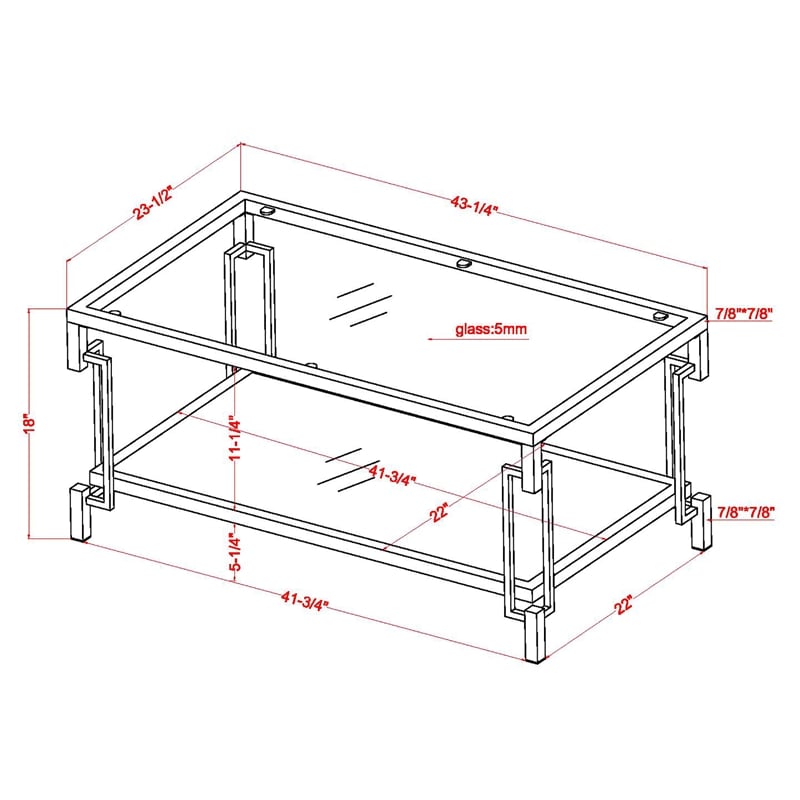 Furniture of America Anaheim Metal 1-Shelf Coffee Table in Gold Champagne