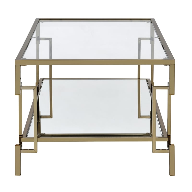 Furniture of America Anaheim Metal 1-Shelf Coffee Table in Gold Champagne