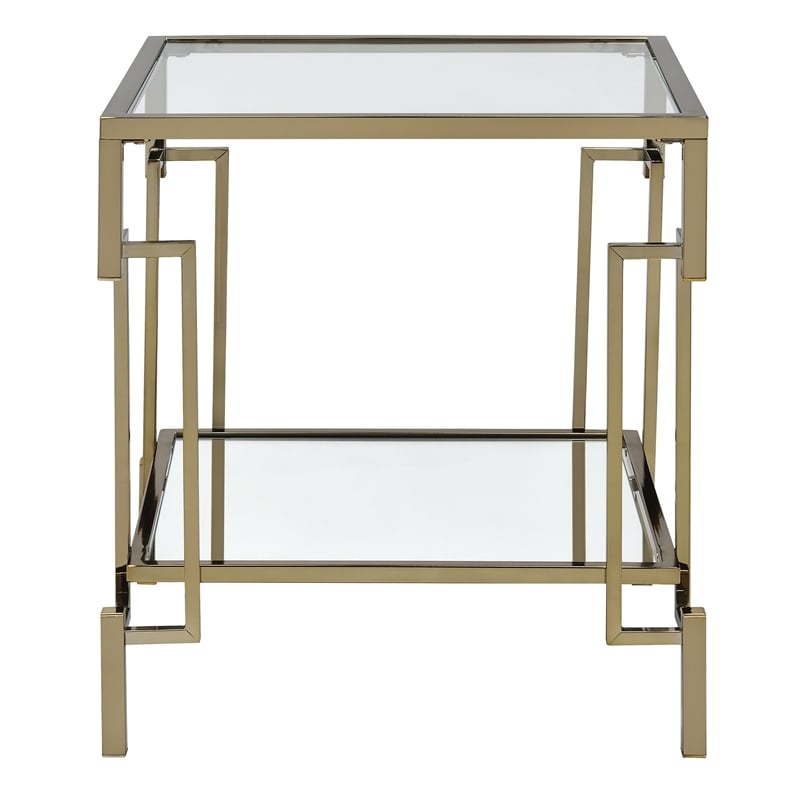 Furniture of America Anaheim Metal 1-Shelf End Table in Gold Champagne