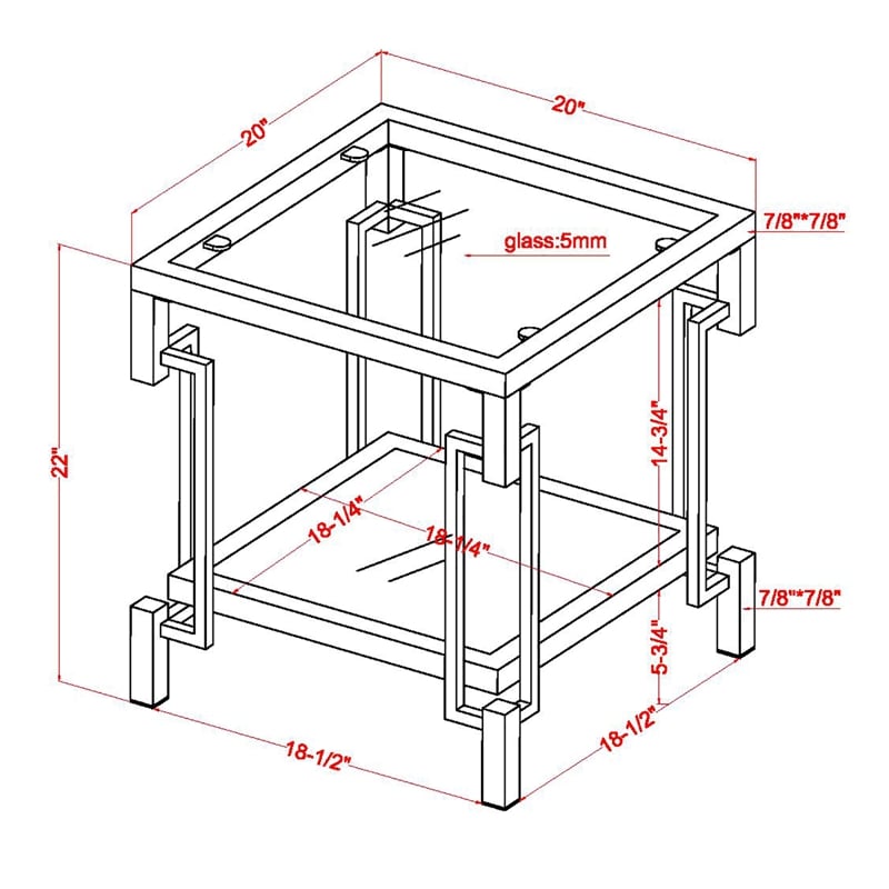 Furniture of America Anaheim Metal 1-Shelf End Table in Gold Champagne