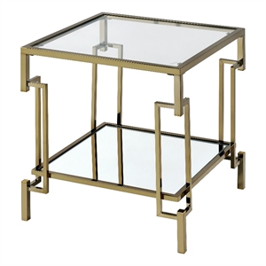 Furniture of America Anaheim Metal 1-Shelf End Table in Gold Champagne