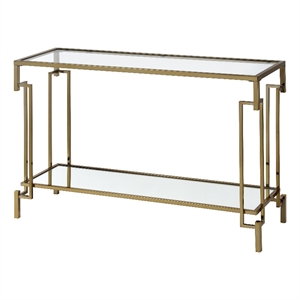 Furniture of America Anaheim Metal 1-Shelf Sofa Table in Gold Champagne