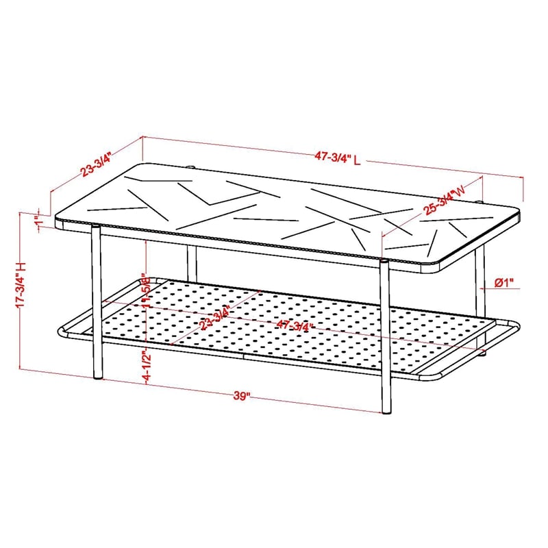 Furniture of America Joaquin Metal 2-Piece Coffee Table Set in Black and White