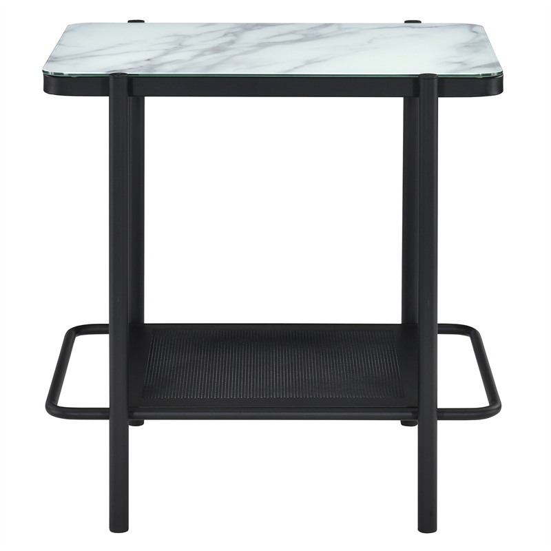 Furniture of America Joaquin Metal 2-Piece Coffee Table Set in Black and White