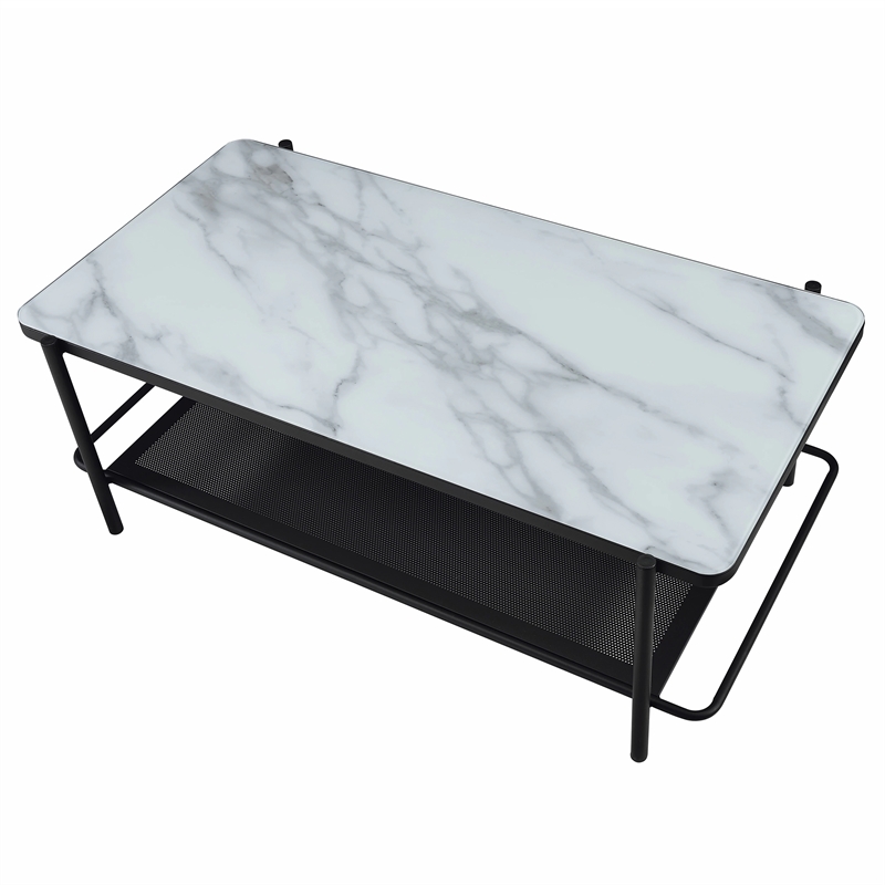 Furniture of America Joaquin Metal 3-Piece Coffee Table Set in Black and White