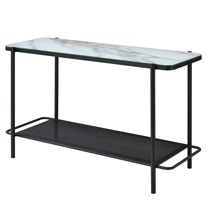 Furniture of America Joaquin Metal 3-Piece Coffee Table Set in Black and White