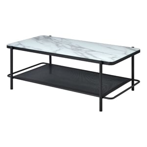 Furniture of America Joaquin Metal 1-Shelf Coffee Table in Black and White