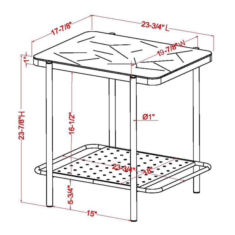 Furniture of America Joaquin Metal 1-Shelf End Table in Black and White