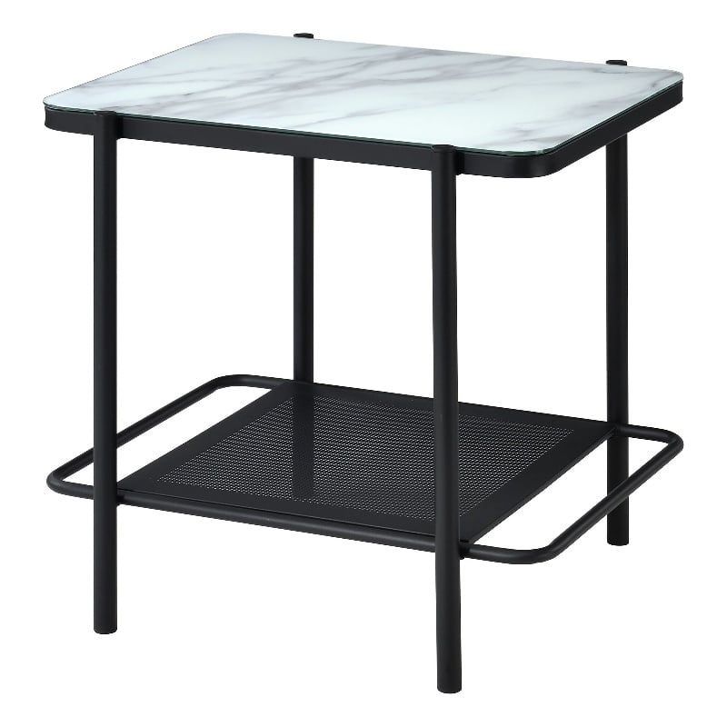 Furniture of America Joaquin Metal 1-Shelf End Table in Black and White