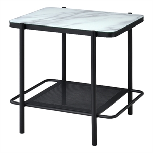 Furniture of America Joaquin Metal 1-Shelf End Table in Black and White