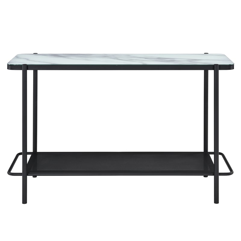 Furniture of America Joaquin Metal 1-Shelf Sofa Table in Black and White