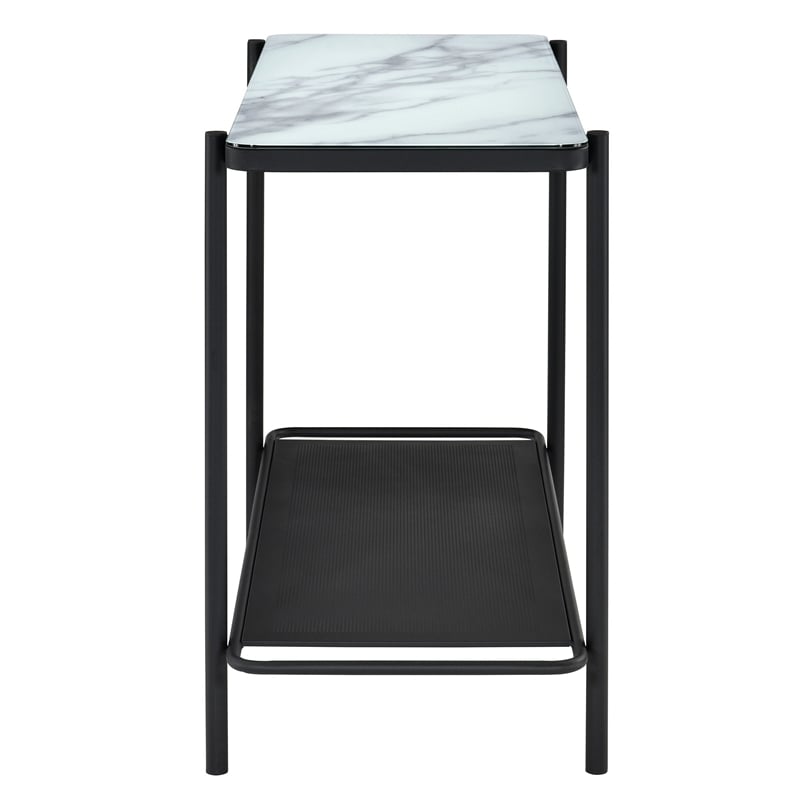 Furniture of America Joaquin Metal 1-Shelf Sofa Table in Black and White