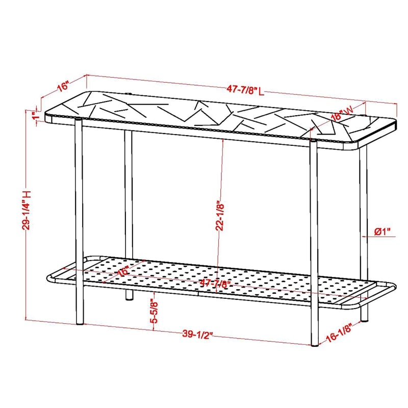 Furniture of America Joaquin Metal 1-Shelf Sofa Table in Black and White