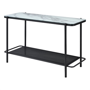 Furniture of America Joaquin Metal 1-Shelf Sofa Table in Black and White