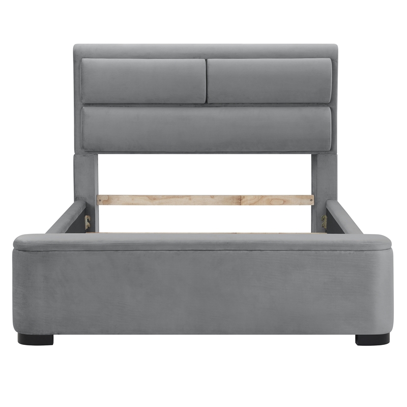Furniture of America Fremont Contemporary Fabric Queen Bed with Storage in Gray