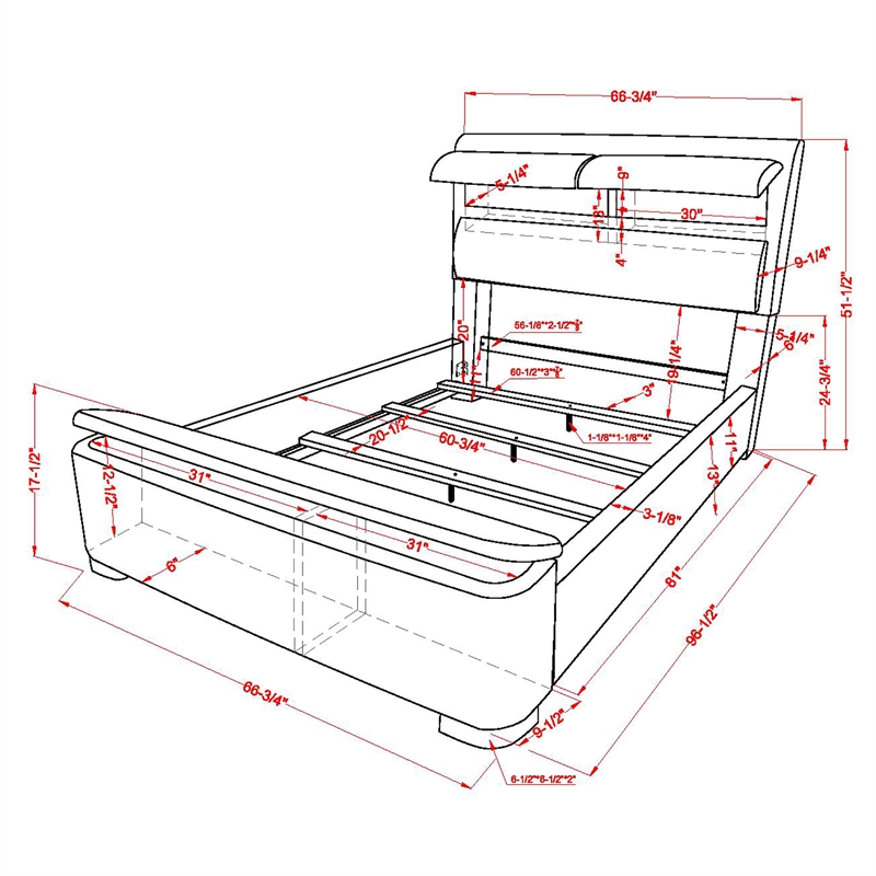 Furniture of America Fremont Contemporary Fabric Queen Bed with Storage in Gray