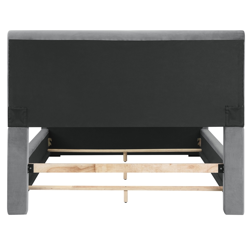 Furniture of America Fremont Contemporary Fabric Queen Bed with Storage in Gray