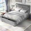 Furniture of America Fremont Contemporary Fabric Queen Bed with Storage in Gray