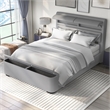 Furniture of America Fremont Contemporary Fabric Full Bed with Storage in Gray