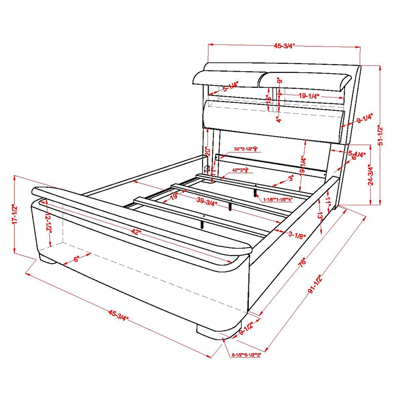 Furniture of America Fremont Contemporary Fabric Twin Bed with Storage in Gray