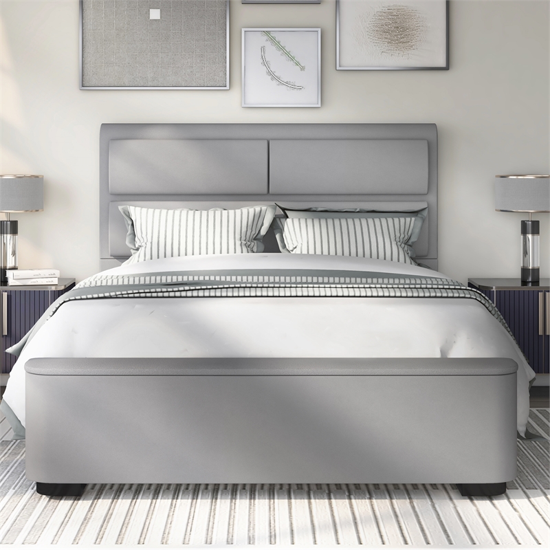 Furniture of America Fremont Contemporary Fabric Twin Bed with Storage in Gray