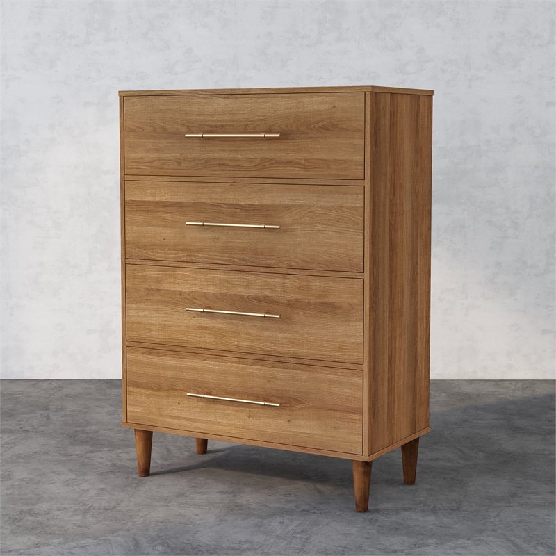 Furniture of America Irvine Farmhouse Wood 4-Drawer Chest in Light Oak