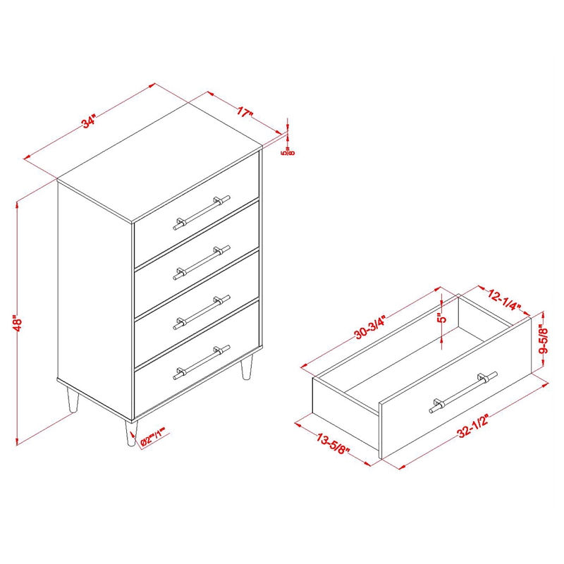 Furniture of America Irvine Farmhouse Wood 4-Drawer Chest in Light Oak