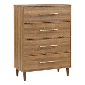 furniture of america irvine farmhouse wood 4-drawer chest in light oak