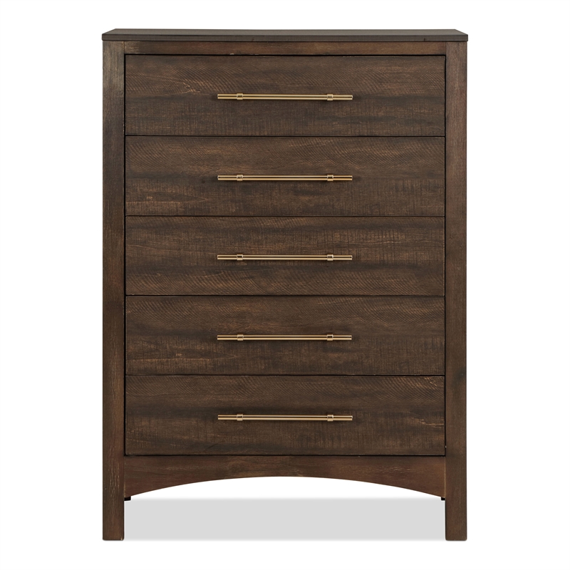 Furniture of America Irvine Contemporary Wood 5-Drawer Chest in Walnut