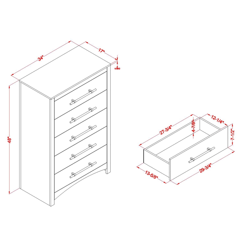 Furniture of America Irvine Contemporary Wood 5-Drawer Chest in Walnut